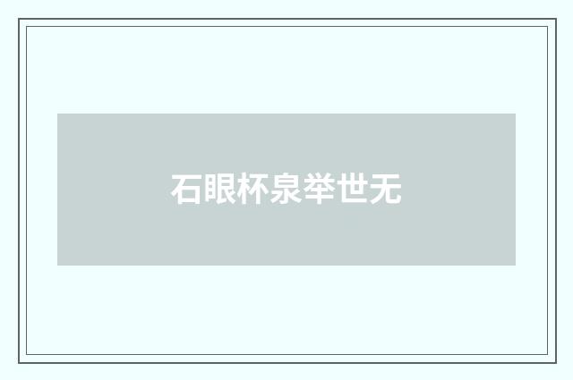石眼杯泉举世无