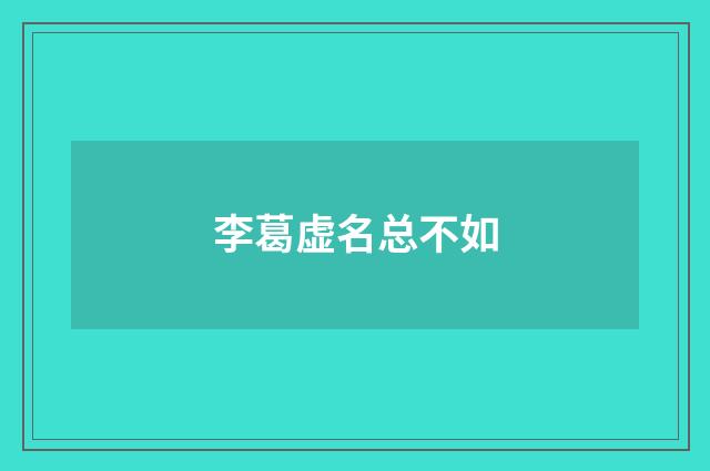 李葛虚名总不如
