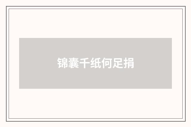 锦囊千纸何足捐