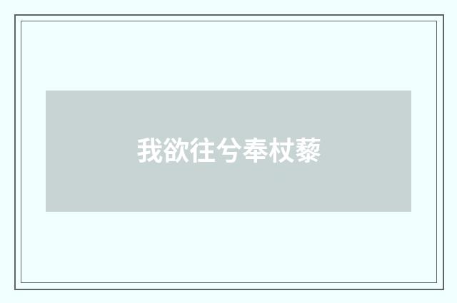我欲往兮奉杖藜