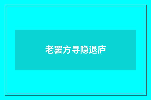 老罢方寻隐退庐