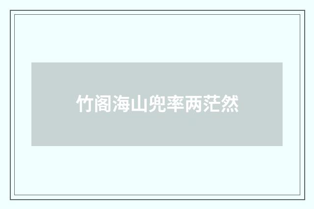 竹阁海山兜率两茫然
