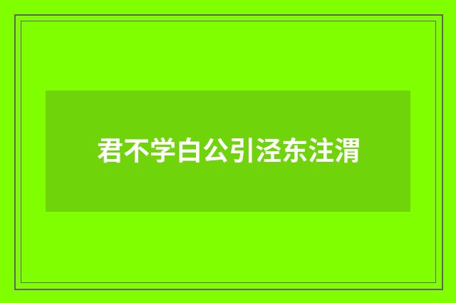 君不学白公引泾东注渭