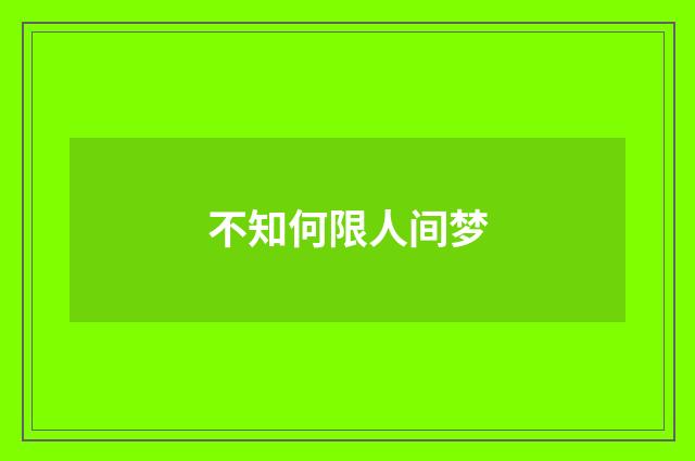 不知何限人间梦