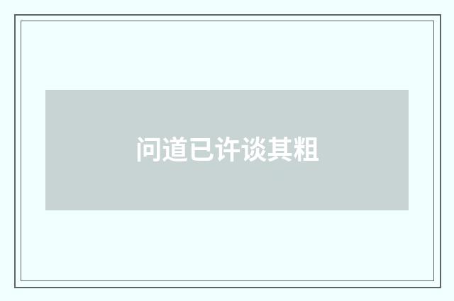 问道已许谈其粗