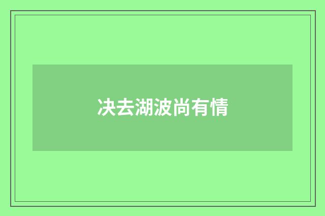 决去湖波尚有情