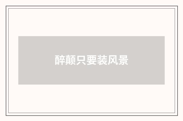 醉颠只要装风景