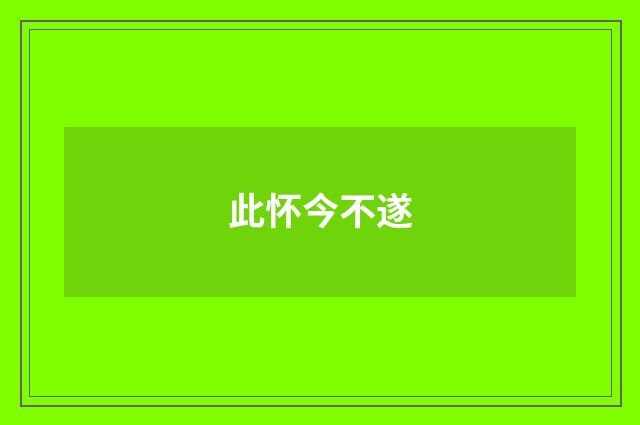 此怀今不遂