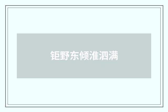 钜野东倾淮泗满