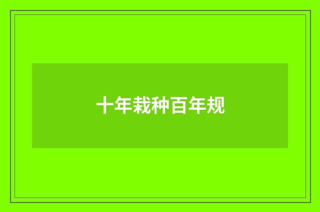 十年栽种百年规