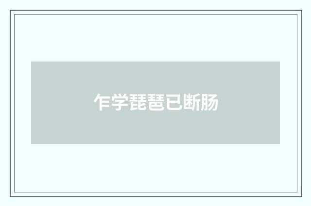 乍学琵琶已断肠