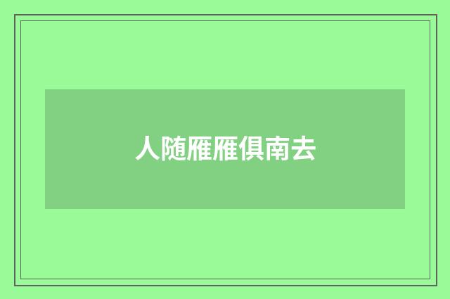 人随雁雁俱南去