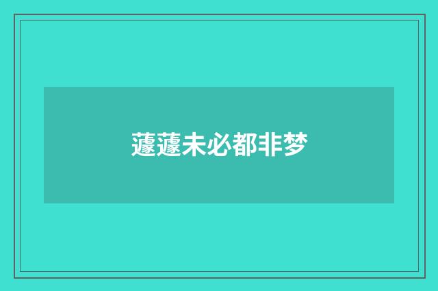 蘧蘧未必都非梦
