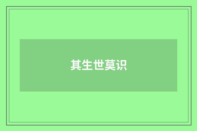 其生世莫识