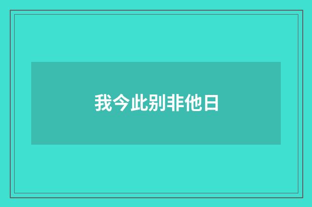 我今此别非他日