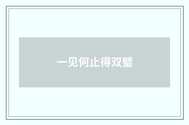 一见何止得双璧