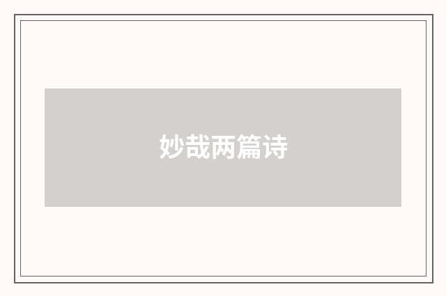 妙哉两篇诗