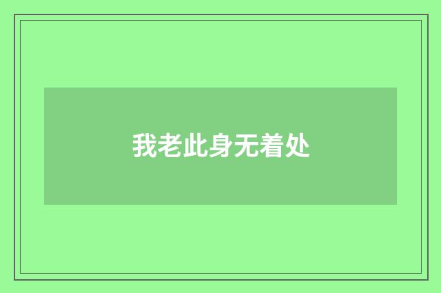 我老此身无着处