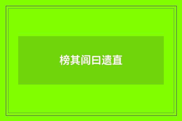 榜其闾曰遗直