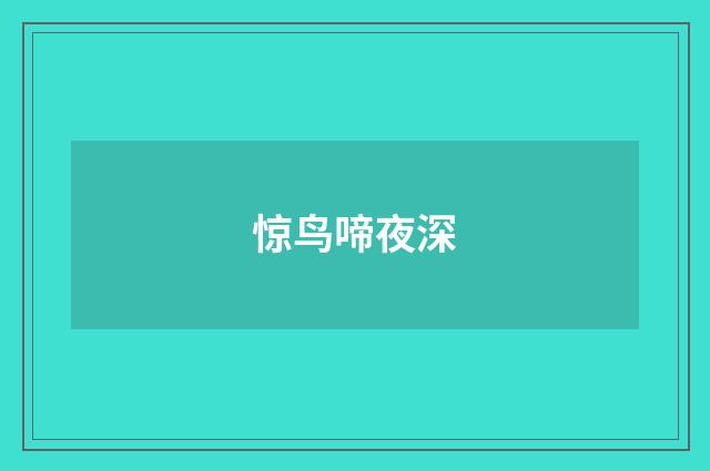 惊鸟啼夜深
