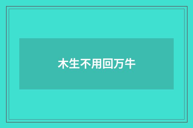 木生不用回万牛