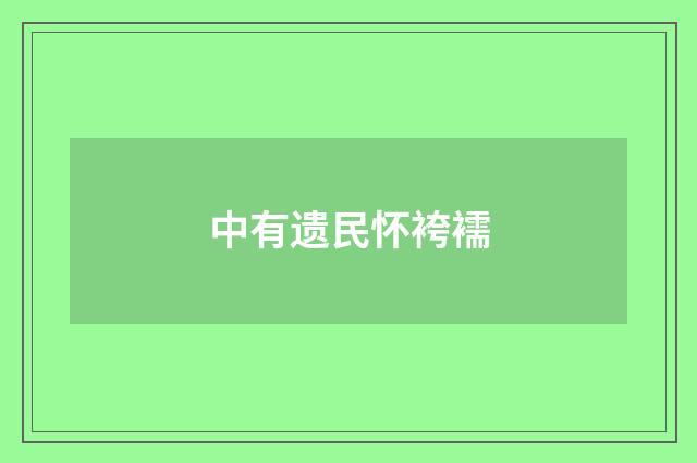 中有遗民怀袴襦
