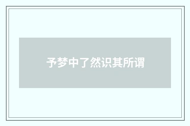 予梦中了然识其所谓