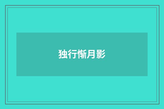 独行惭月影