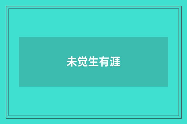未觉生有涯