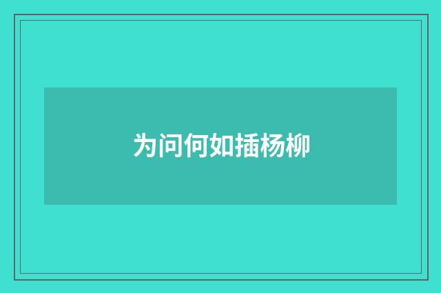 为问何如插杨柳