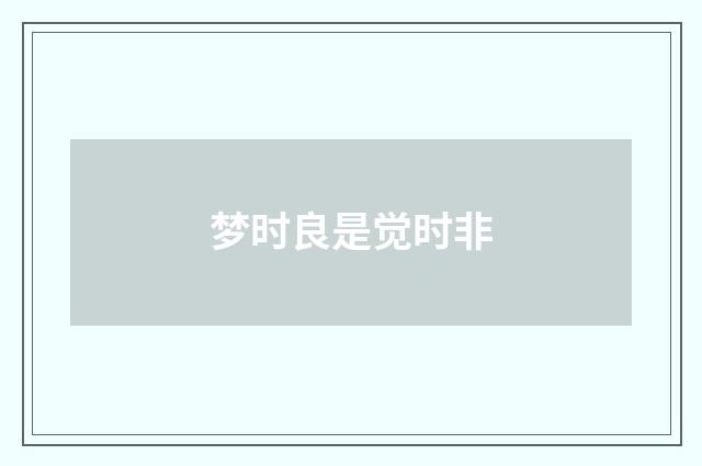 梦时良是觉时非