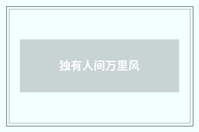独有人间万里风