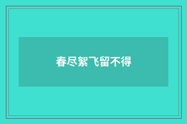 春尽絮飞留不得