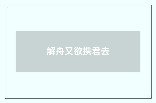 解舟又欲携君去