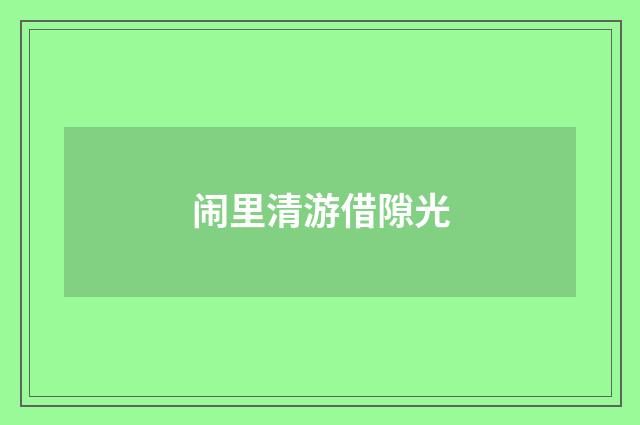 闹里清游借隙光