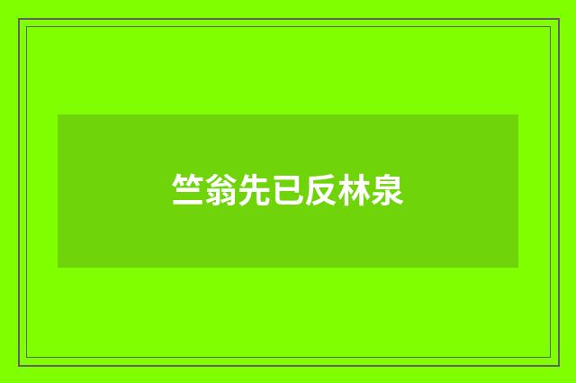竺翁先已反林泉