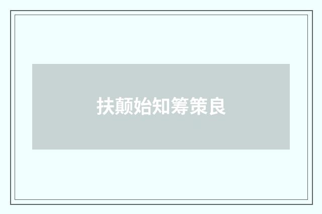 扶颠始知筹策良
