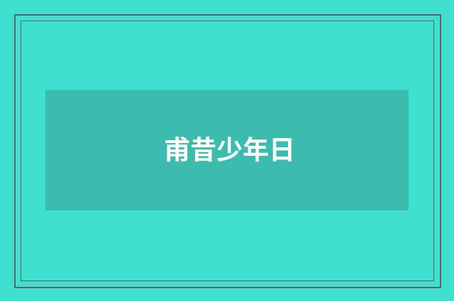 甫昔少年日