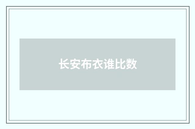 长安布衣谁比数