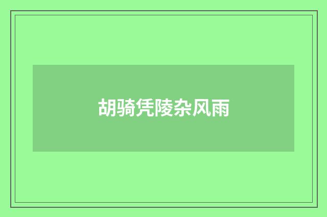 胡骑凭陵杂风雨