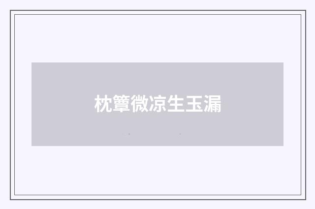 枕簟微凉生玉漏