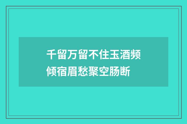 千留万留不住玉酒频倾宿眉愁聚空肠断
