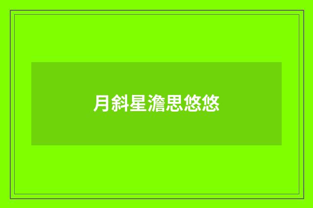 月斜星澹思悠悠