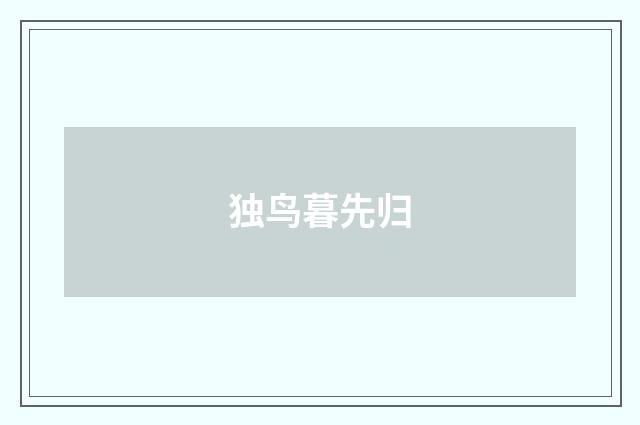 独鸟暮先归
