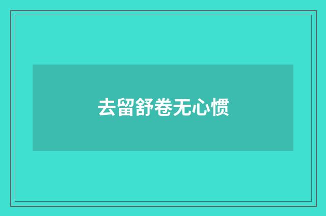 去留舒卷无心惯