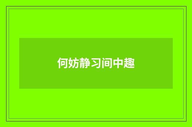 何妨静习间中趣