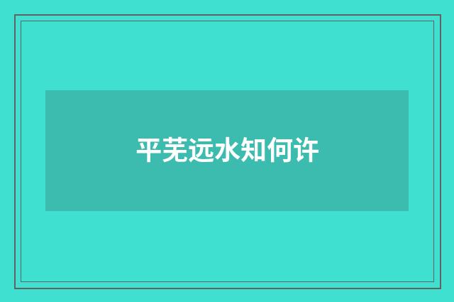 平芜远水知何许