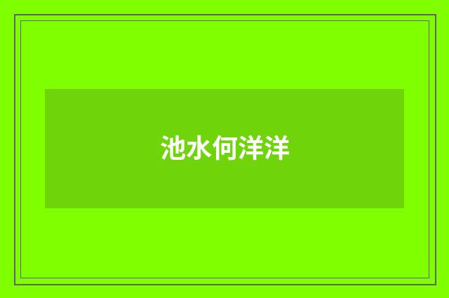 池水何洋洋