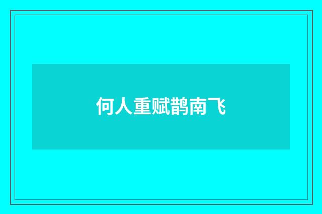 何人重赋鹊南飞
