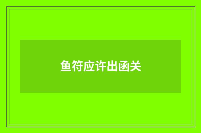 鱼符应许出函关